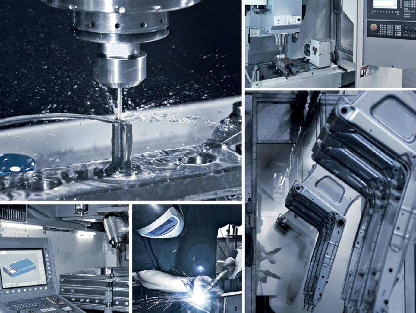 Collage of modern mechanical metal working machines