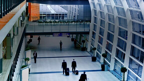 People walking inside an airport