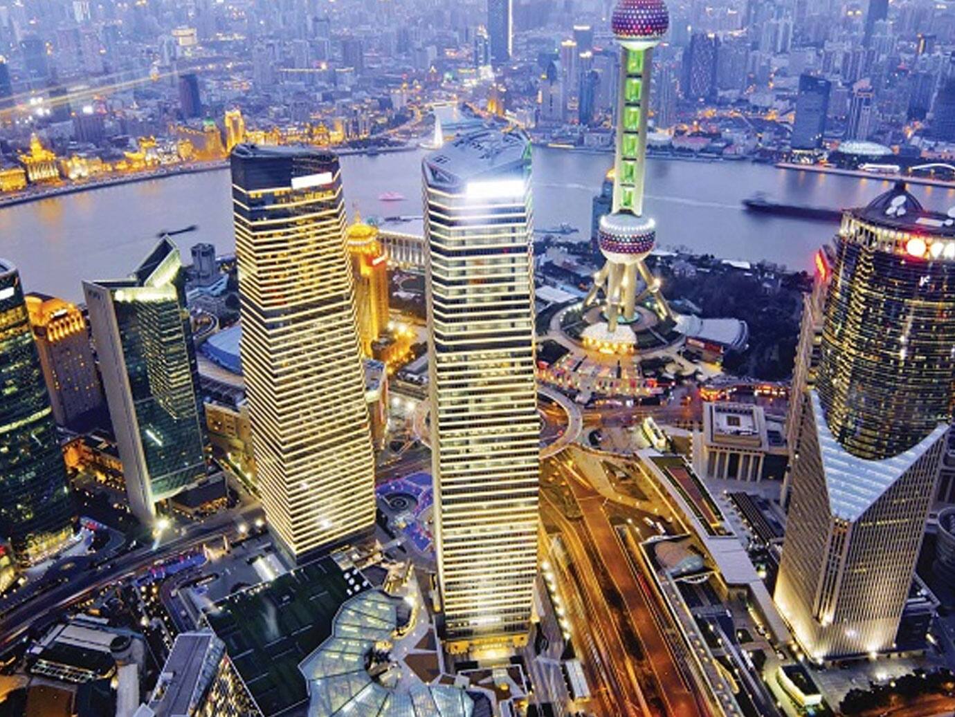 Aerial view of a modern cityscape