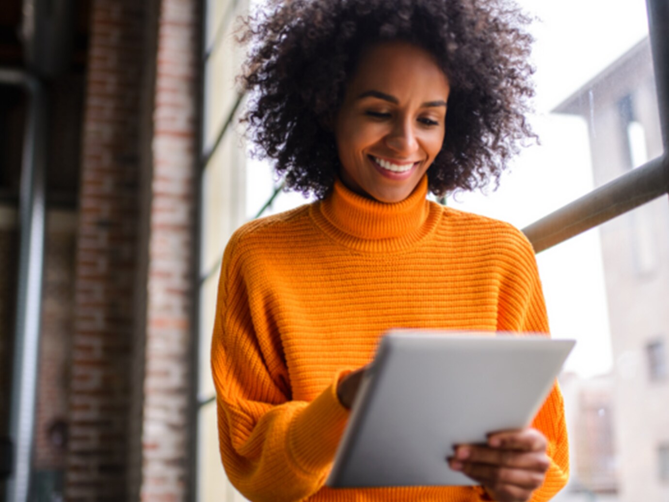 Woman using digital tablet