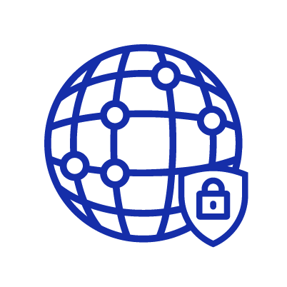 An icon of internet with encryption symbol