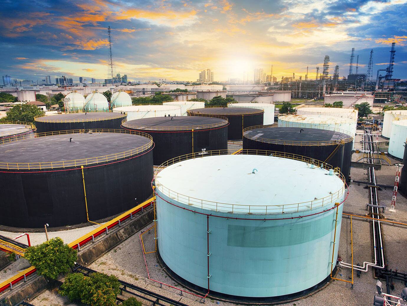 Rows of waste processing tankers