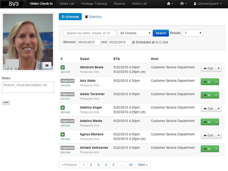 Visitor Management analytics displayed on a monitor by SV3