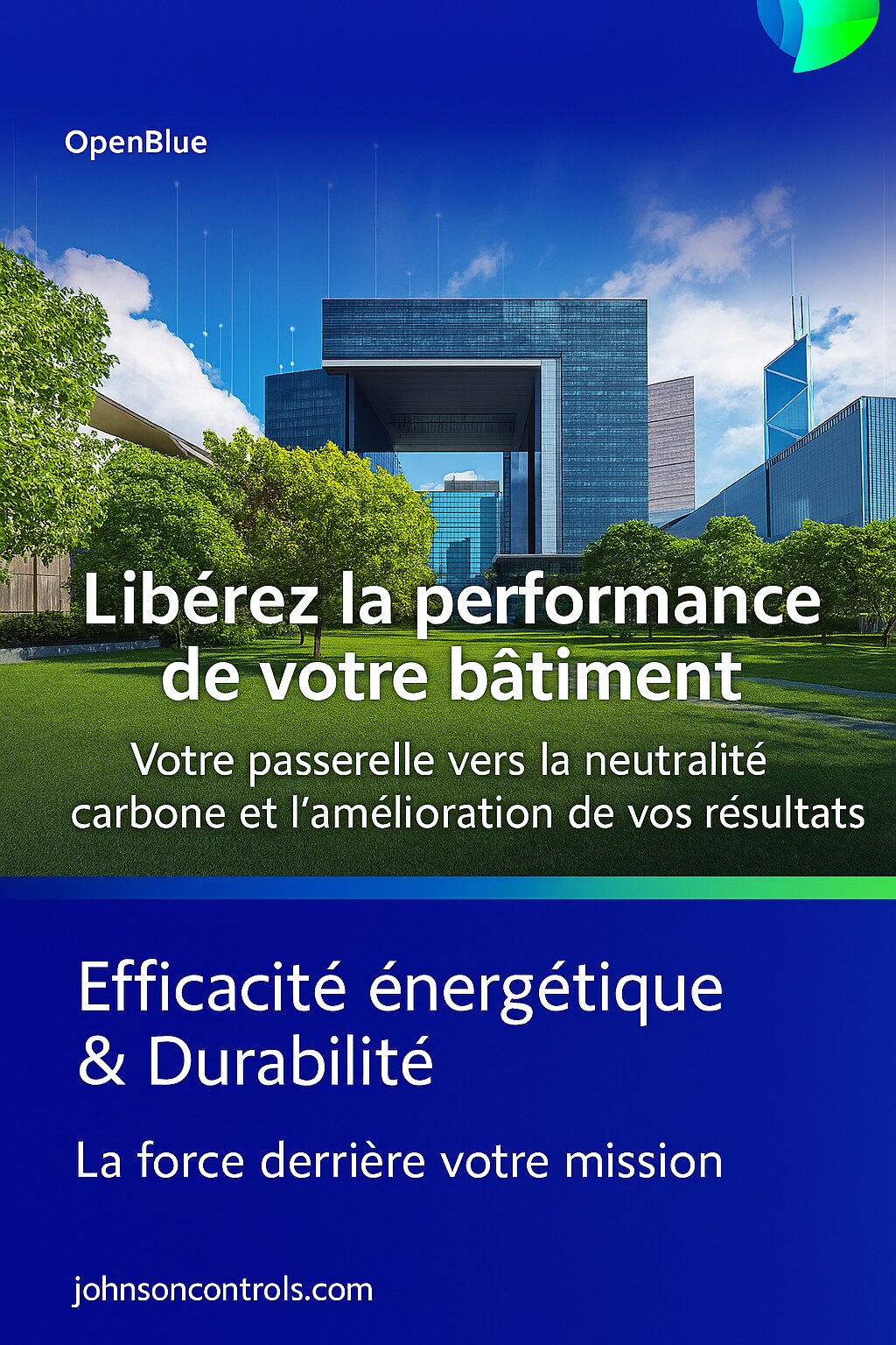 Cover page of OpenBlue energy efficiency and sustainability brochure