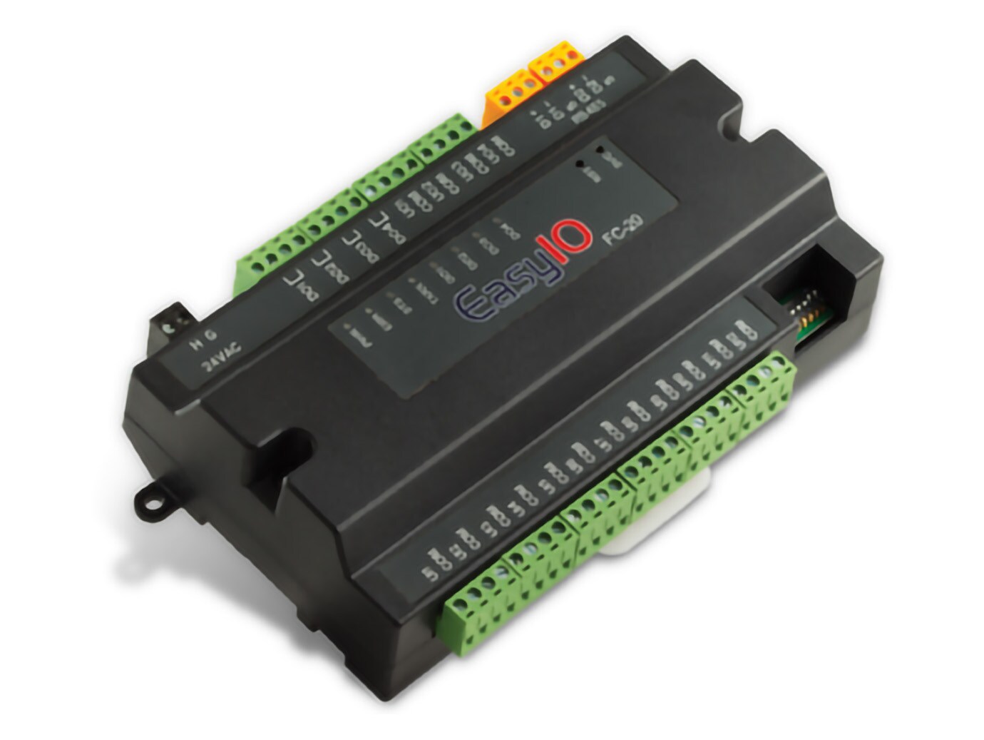 An Industrial electronic module, labeled EasyIO with multiple pin connectors