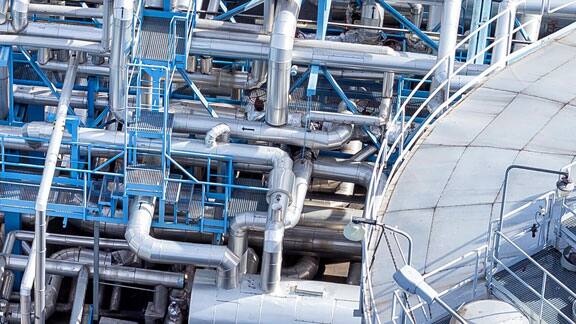 A piping system in a factory