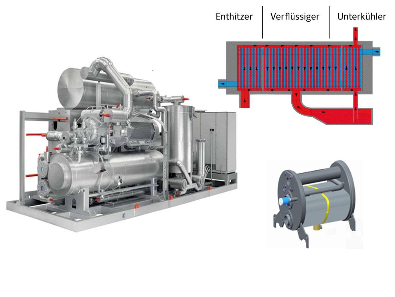 Two parts of a heat-pump next to a heat-pump