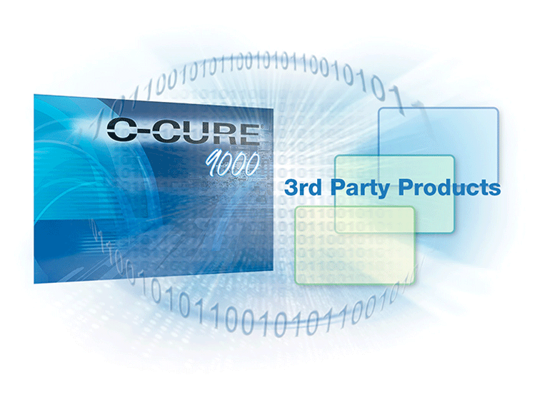 C Cure 3rd party products with binary numbers in blue color in the background