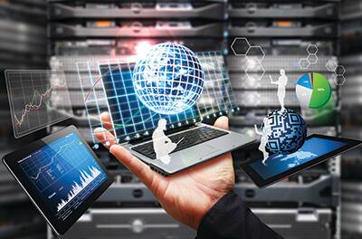 person holding a laptop