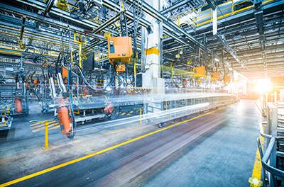 Machanical hands working in a factory